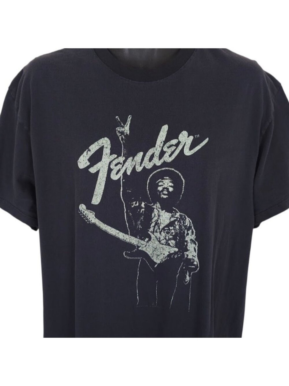 Jimi Hendrix Fender Guitar T Shirt Mens Size XL Black Rock And Roll Guitarist